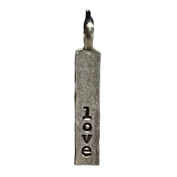 Thirty-One JK Love Rev Stamp Charm Antique Pewter Tone 2" Length New - Picture 1 of 3